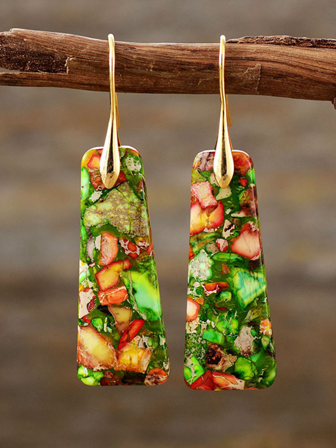 Geometrical Shape Imperial Jasper Dangle Earrings Trendsi