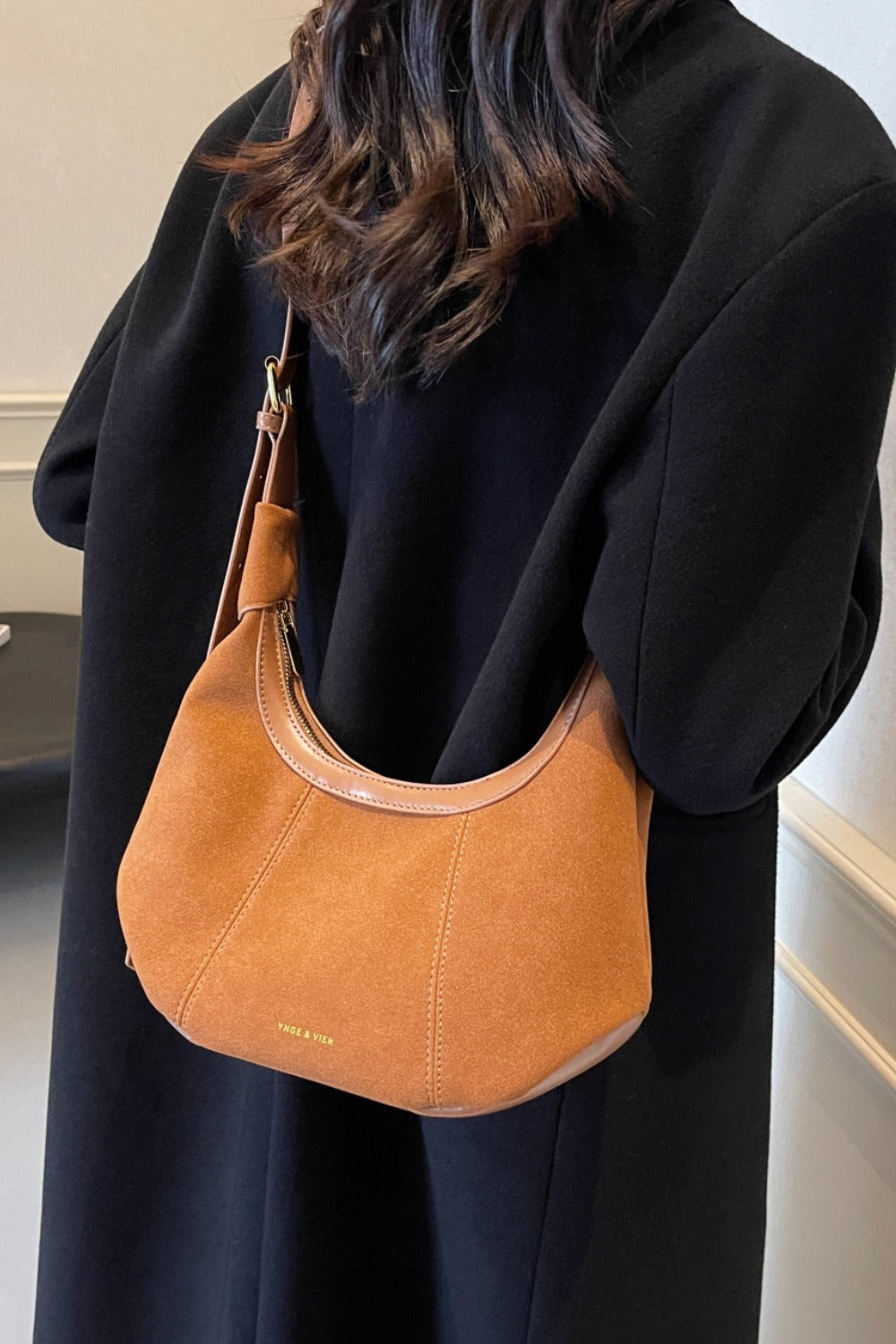 Suede Adjustable Strap Shoulder Bag Trendsi