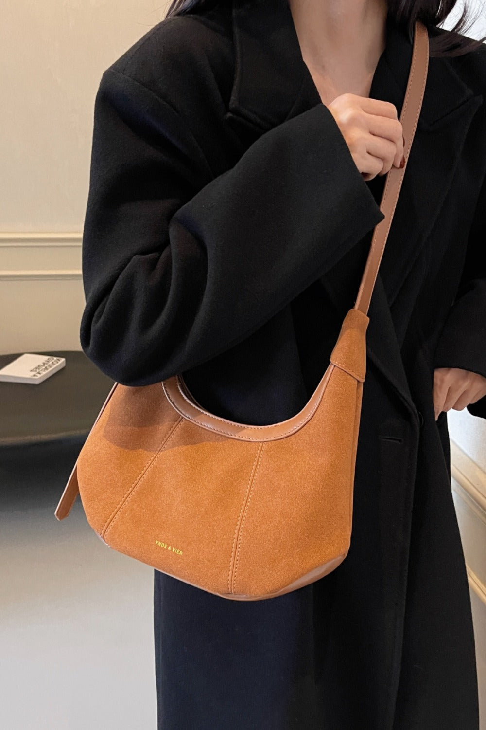 Suede Adjustable Strap Shoulder Bag Trendsi