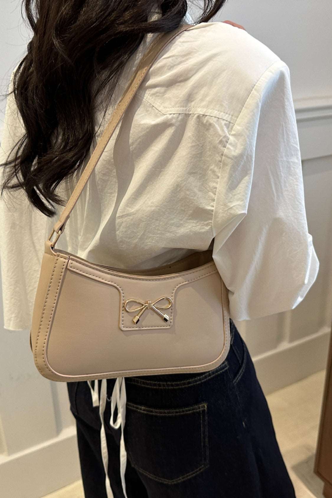 Bow Trim PU Leather Shoulder Bag Trendsi