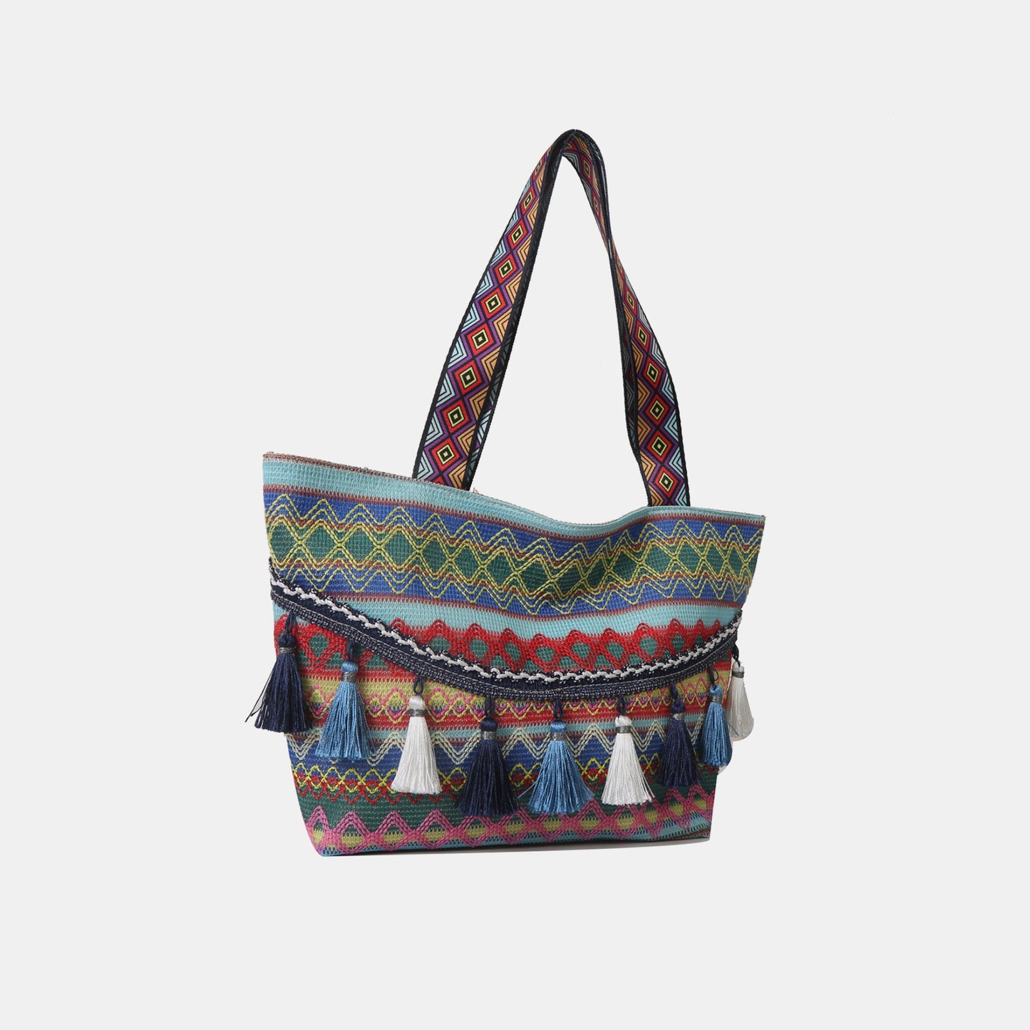 Printed Tassel Detail Tote Bag Trendsi