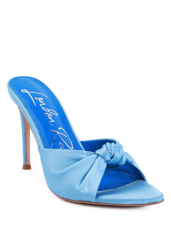 FIRST CRUSH SATIN KNOT HIGH HEELED SANDALS Rag Company