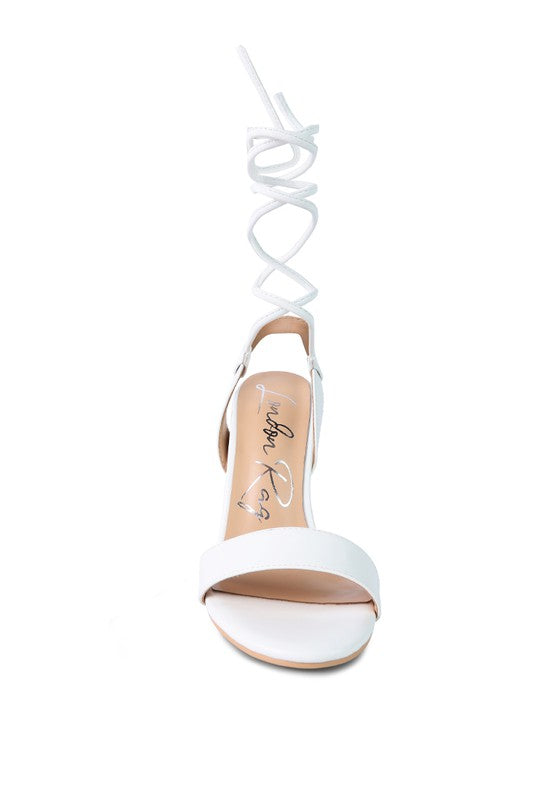 SHEENY CLEAR STILETTO LACE UP SANDAL Rag Company