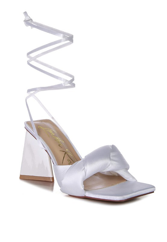 Pristine Knotted Triangular Block Heel Sandals Rag Company