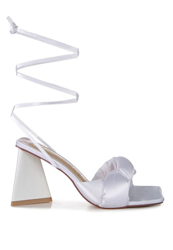 Pristine Knotted Triangular Block Heel Sandals Rag Company