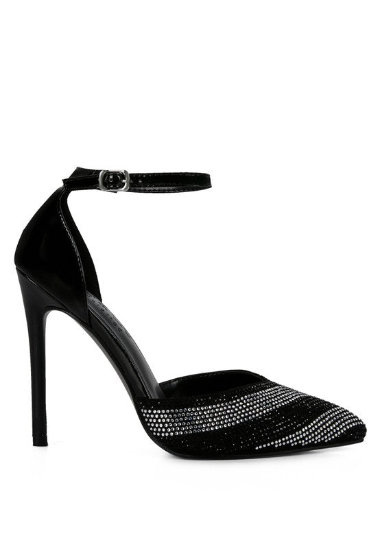 NOBLES High Heeled Patent Diamante Sandals Rag Company