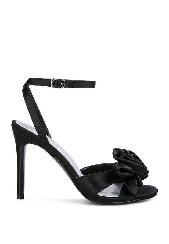 CHAUMET Rose Bow Satin Heeled Sandals Rag Company