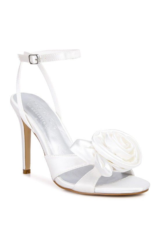 CHAUMET Rose Bow Satin Heeled Sandals Rag Company