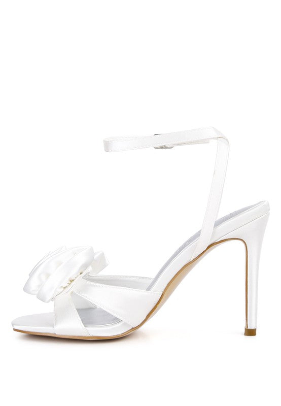 CHAUMET Rose Bow Satin Heeled Sandals Rag Company