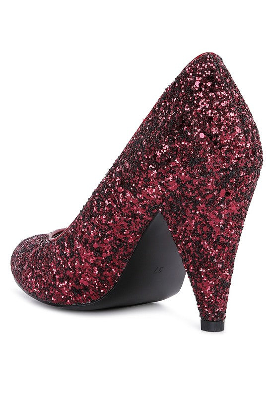 Sugar Plum Glitter Conical Heel Pumps Rag Company