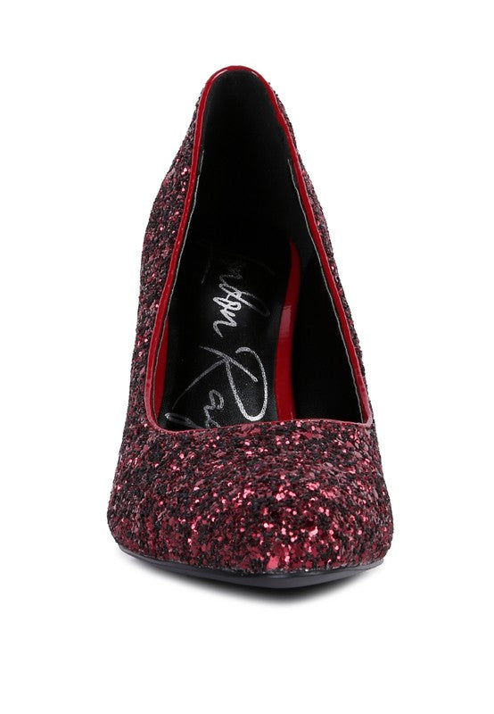 Sugar Plum Glitter Conical Heel Pumps Rag Company