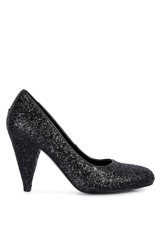 Sugar Plum Glitter Conical Heel Pumps Rag Company