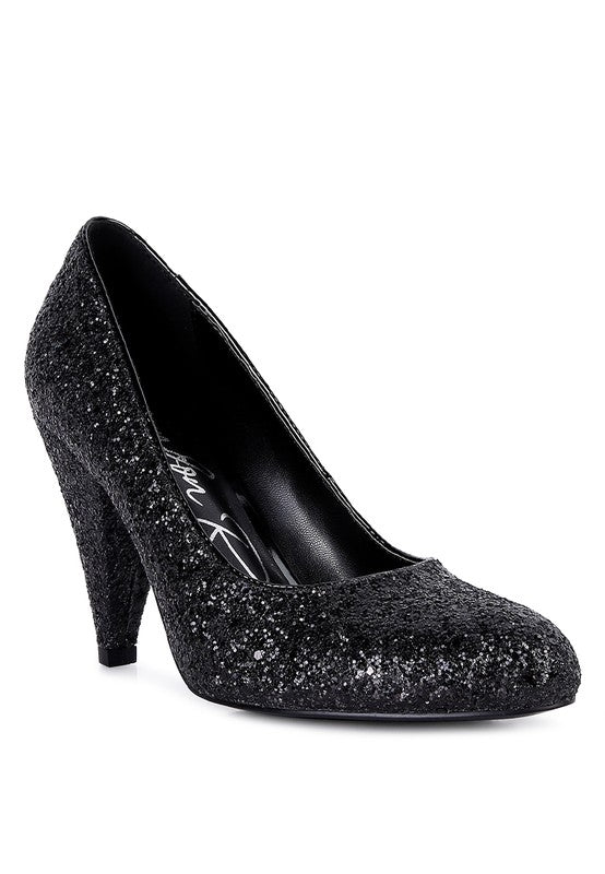 Sugar Plum Glitter Conical Heel Pumps Rag Company