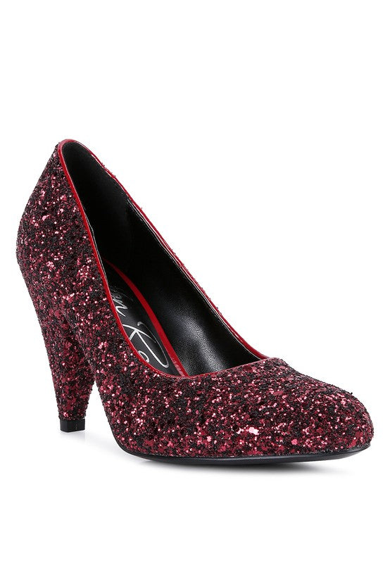 Sugar Plum Glitter Conical Heel Pumps Rag Company