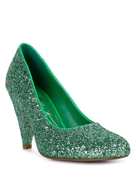 Sugar Plum Glitter Conical Heel Pumps Rag Company