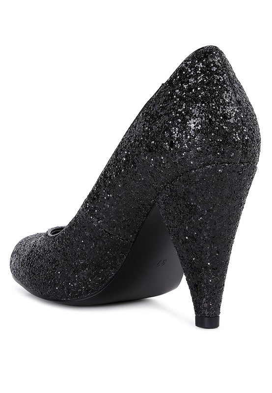 Sugar Plum Glitter Conical Heel Pumps Rag Company