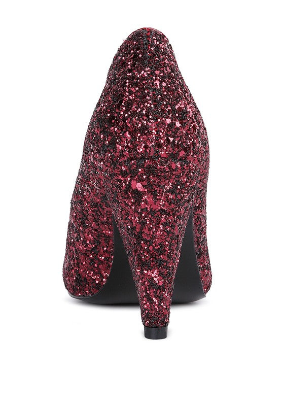 Sugar Plum Glitter Conical Heel Pumps Rag Company