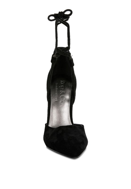 RULE BREAKER Black Lace Up Stiletto Sandals Rag Company