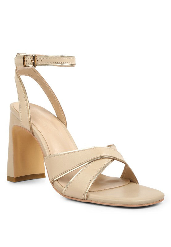 Heeri Metallic Lined Slim Block Heel Sandals Rag Company