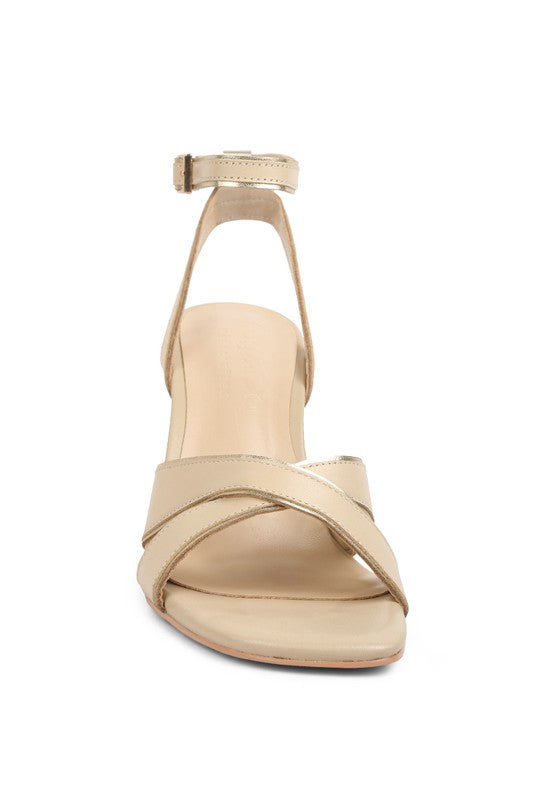 Heeri Metallic Lined Slim Block Heel Sandals Rag Company