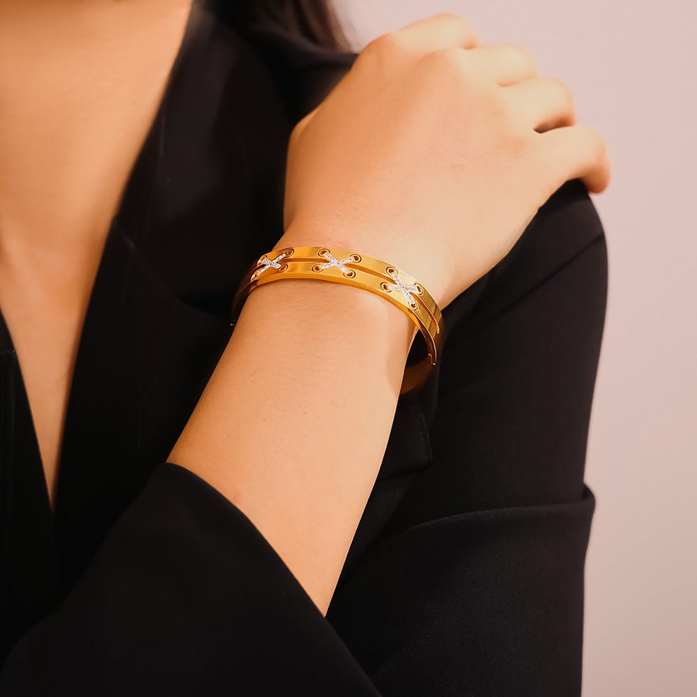 18K Gold - Plated Czech Diamond Bracelet - GlamBee Fashion