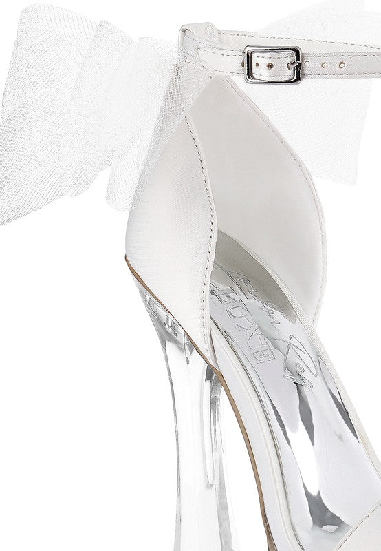 Kiri Satin Clear High Heeled Bow Sandals Rag Company