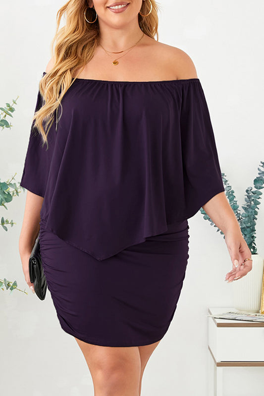 Full Size Off-Shoulder Half Sleeve Dress Trendsi