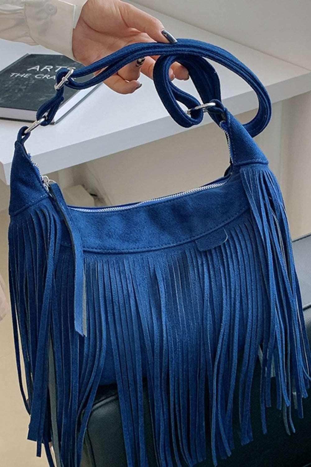 Suede Fringe Adjustable Strap Shoulder Bag Trendsi