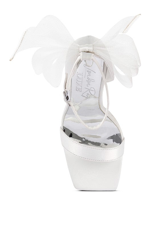 Kiri Satin Clear High Heeled Bow Sandals Rag Company