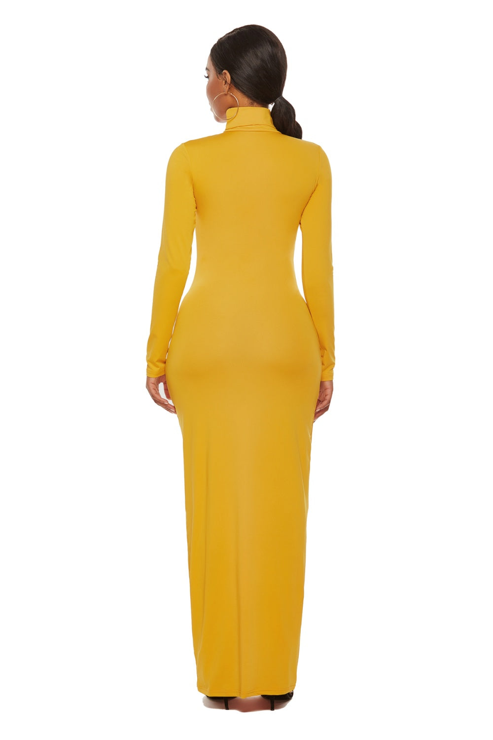 Mock Neck Long Sleeve Maxi Slim Dress Trendsi