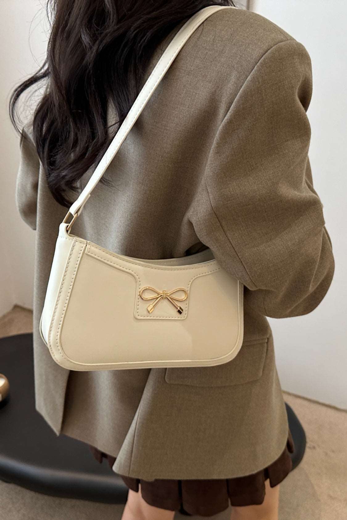 Bow Trim PU Leather Shoulder Bag Trendsi