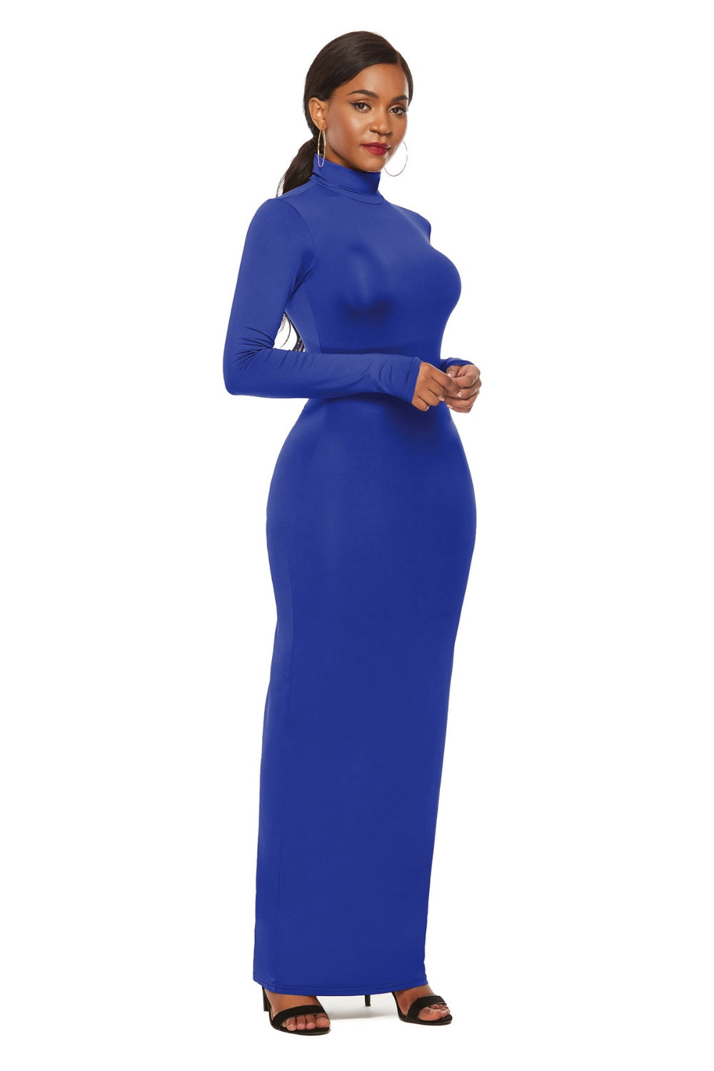 Mock Neck Long Sleeve Maxi Slim Dress Trendsi