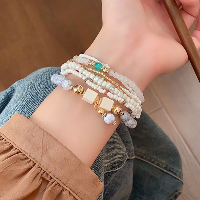 Resin Rice Bead Bracelet Trendsi