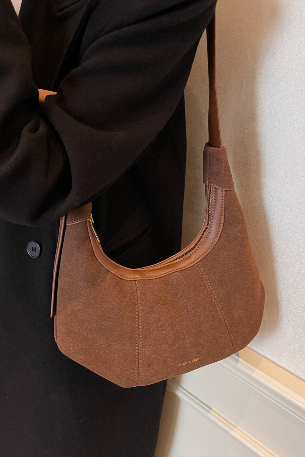 Suede Adjustable Strap Shoulder Bag Trendsi