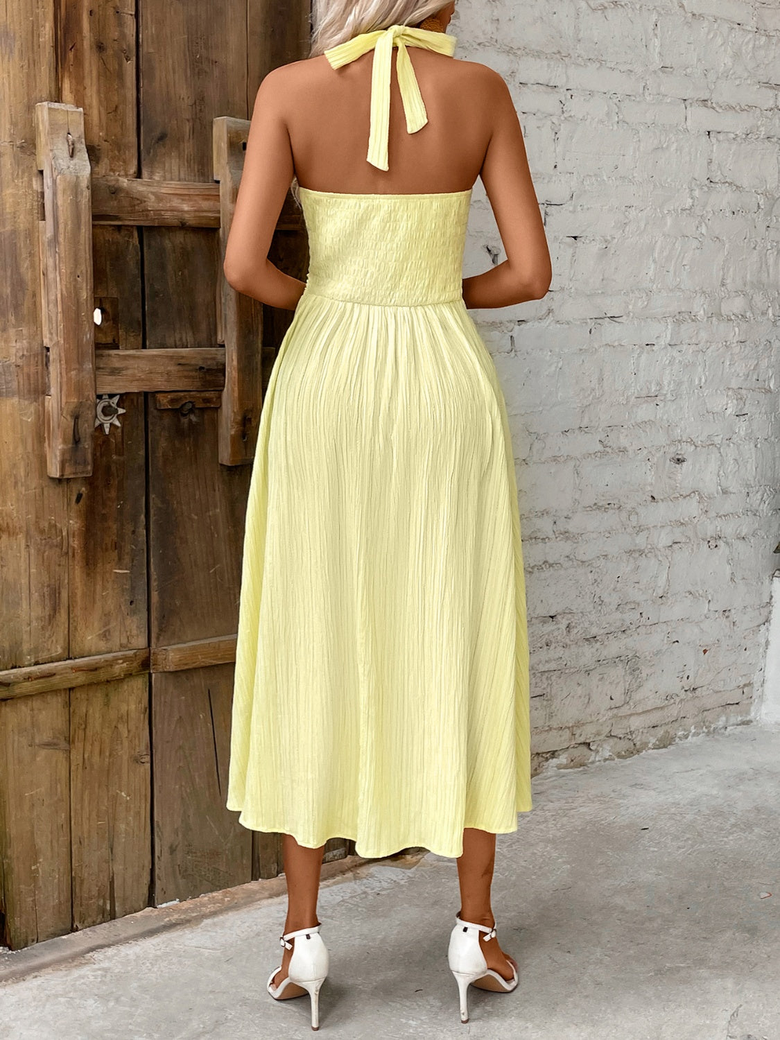 Honey Halter Neck Midi Dress Trendsi