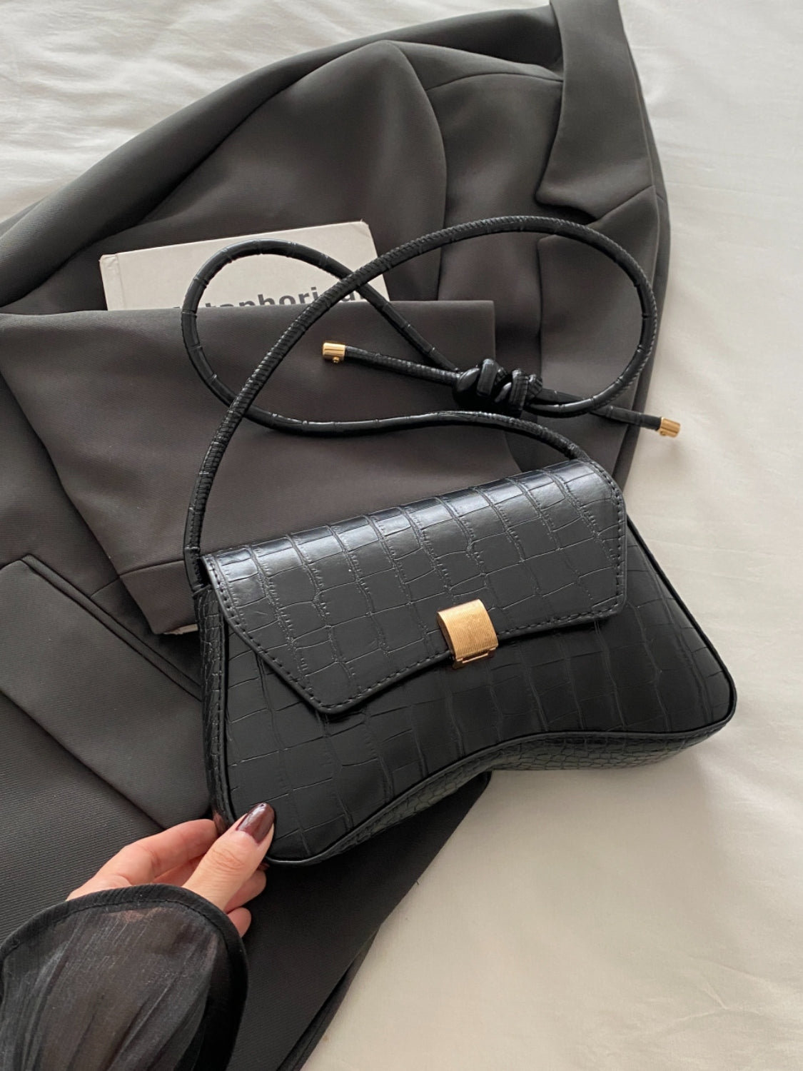 PU Leather Texture Crossbody Bag Trendsi