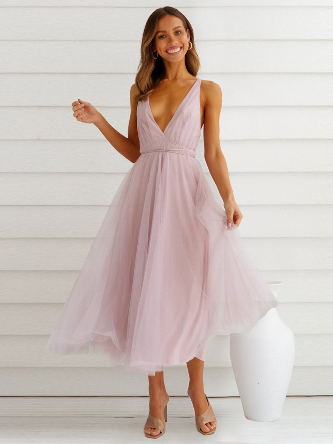 Backless crisscross sleeveless midi dress_Blush Pink_Freda Fashion_1