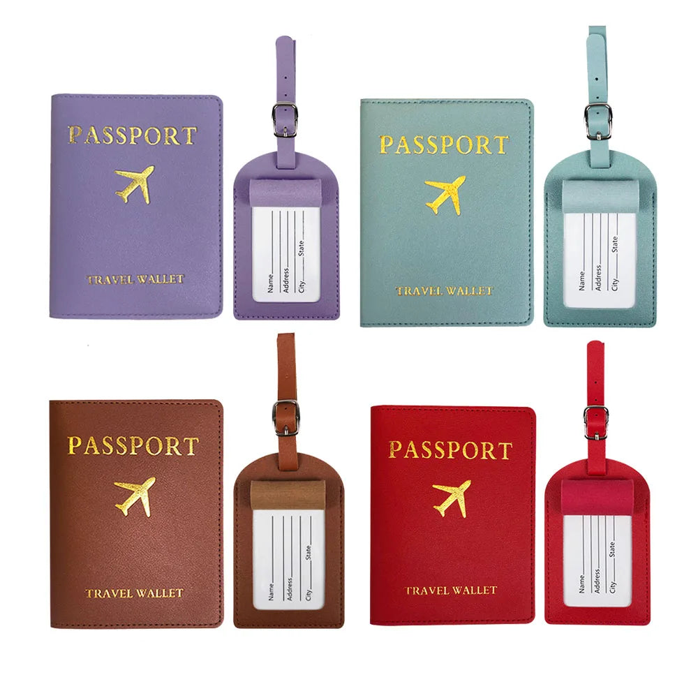 Men Women PU Leather Cute Luggage Tag Suitcase Address Label Baggage Boarding Bag Tag Name ID Address Holder Travel Accessorie - GlamBee Fashion