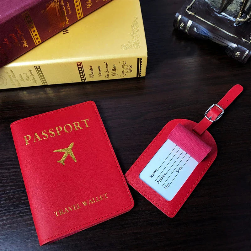 Men Women PU Leather Cute Luggage Tag Suitcase Address Label Baggage Boarding Bag Tag Name ID Address Holder Travel Accessorie - GlamBee Fashion