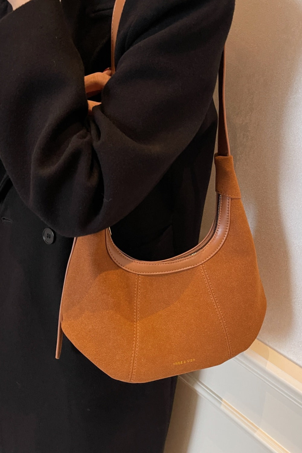 Suede Adjustable Strap Shoulder Bag Trendsi