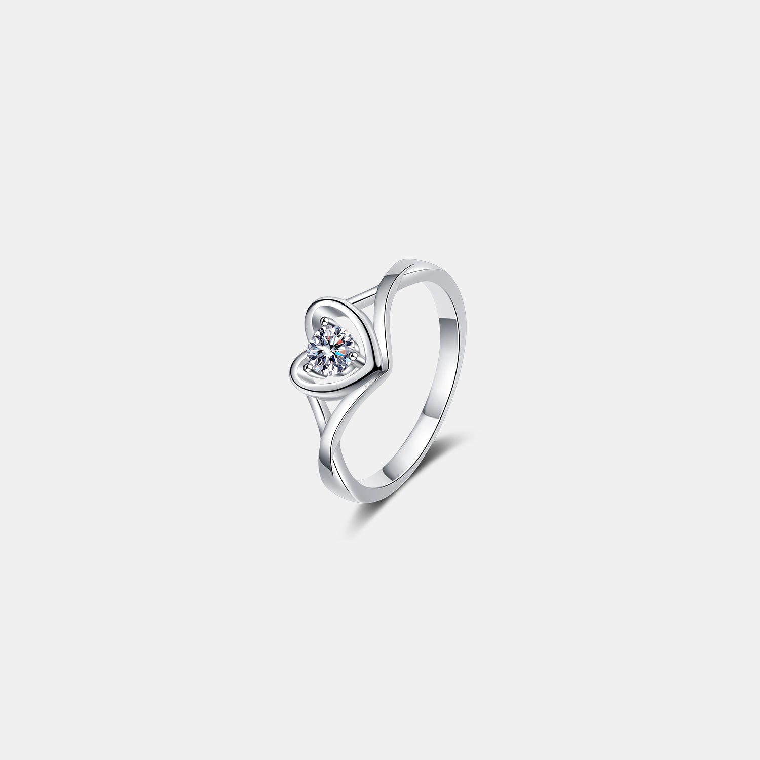 Moissanite Heart 925 Sterling Silver Ring - Freda Fashion