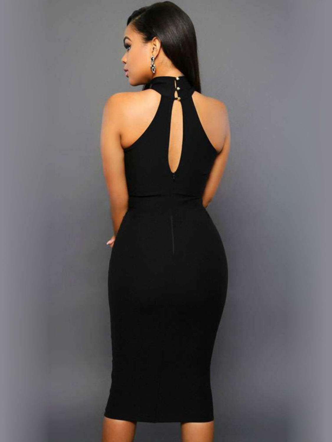 Cutout Grecian Neck Dress Trendsi