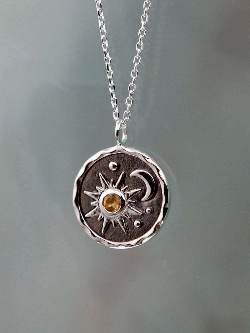 Alloy Inland Zircon Sun & Moon Necklace - Freda Fashion