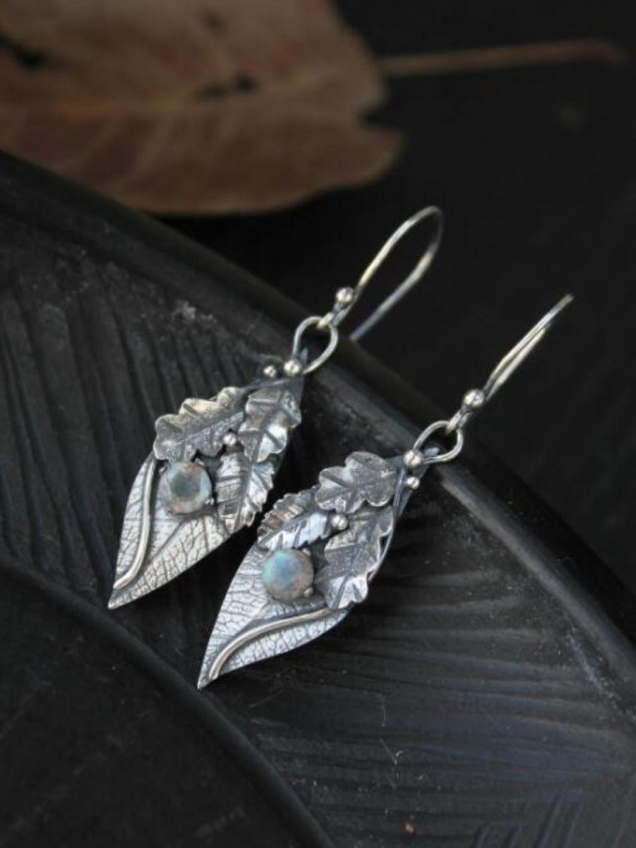 Alloy Rhinestone Leaf Shape Earrings - Freda Fashion