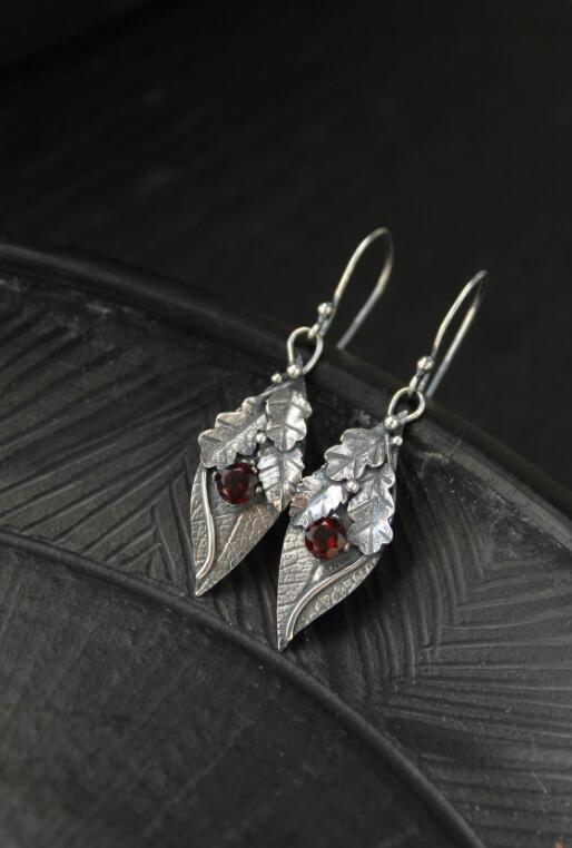 Alloy Rhinestone Leaf Shape Earrings - Freda Fashion