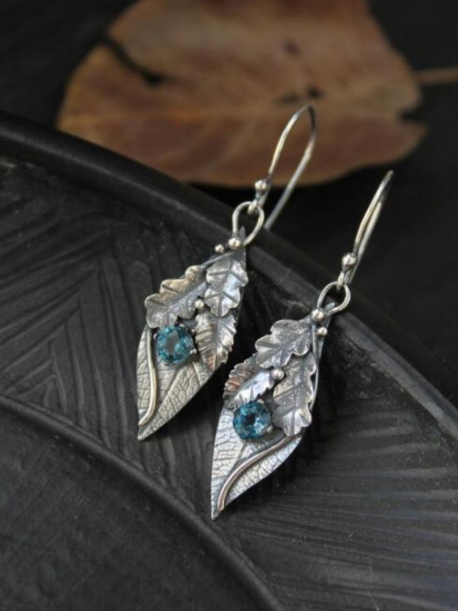 Alloy Rhinestone Leaf Shape Earrings - Freda Fashion