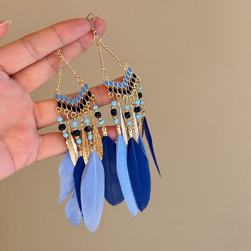 Alloy Rice Bead Dangle Earrings - Freda Fashion