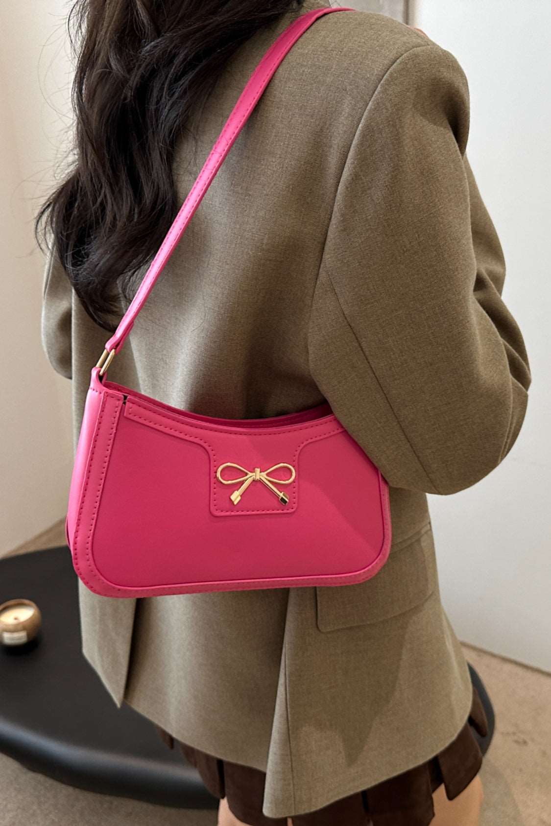 Bow Trim PU Leather Shoulder Bag Trendsi