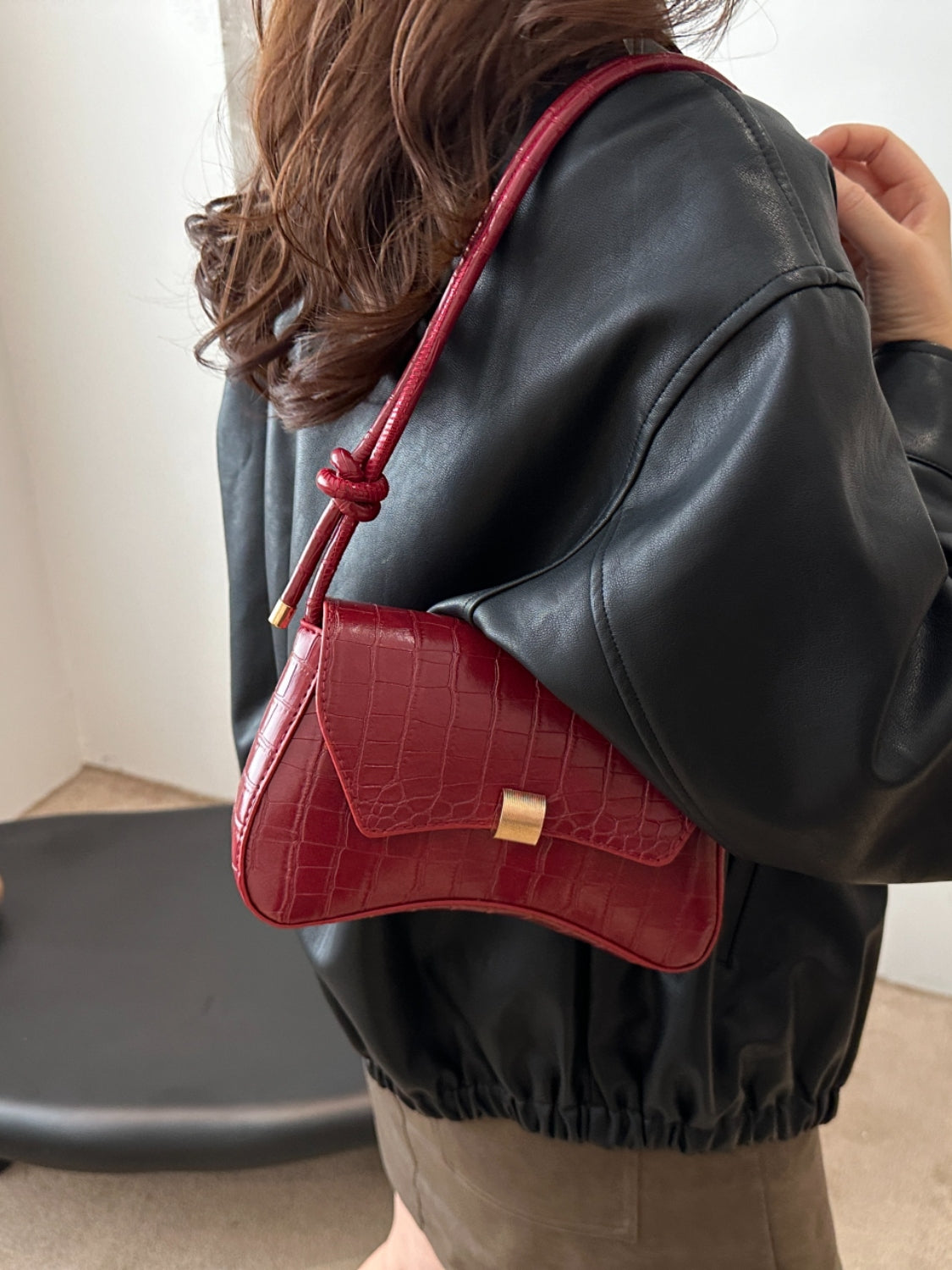 PU Leather Texture Crossbody Bag Trendsi