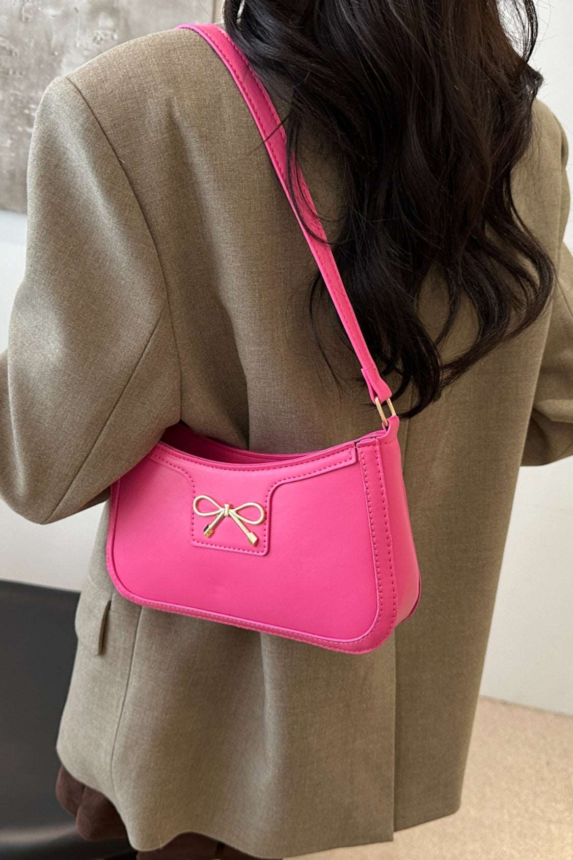 Bow Trim PU Leather Shoulder Bag Trendsi